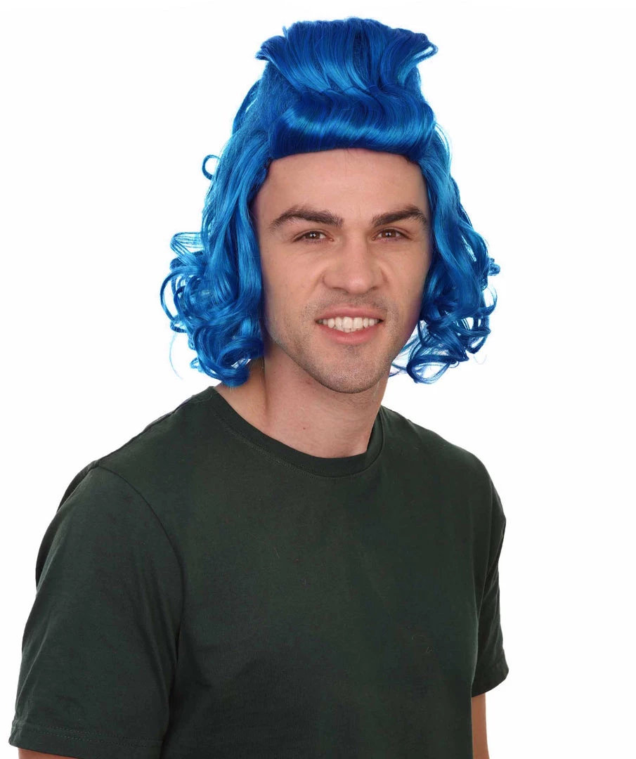 HPO Blue Mens Wig | Cosplay Halloween Wig | Premium Breathable Capless Cap Men's 6 HPO Blue Mens Wig | Cosplay Halloween Wig | Premium Breathable Capless Cap Men's