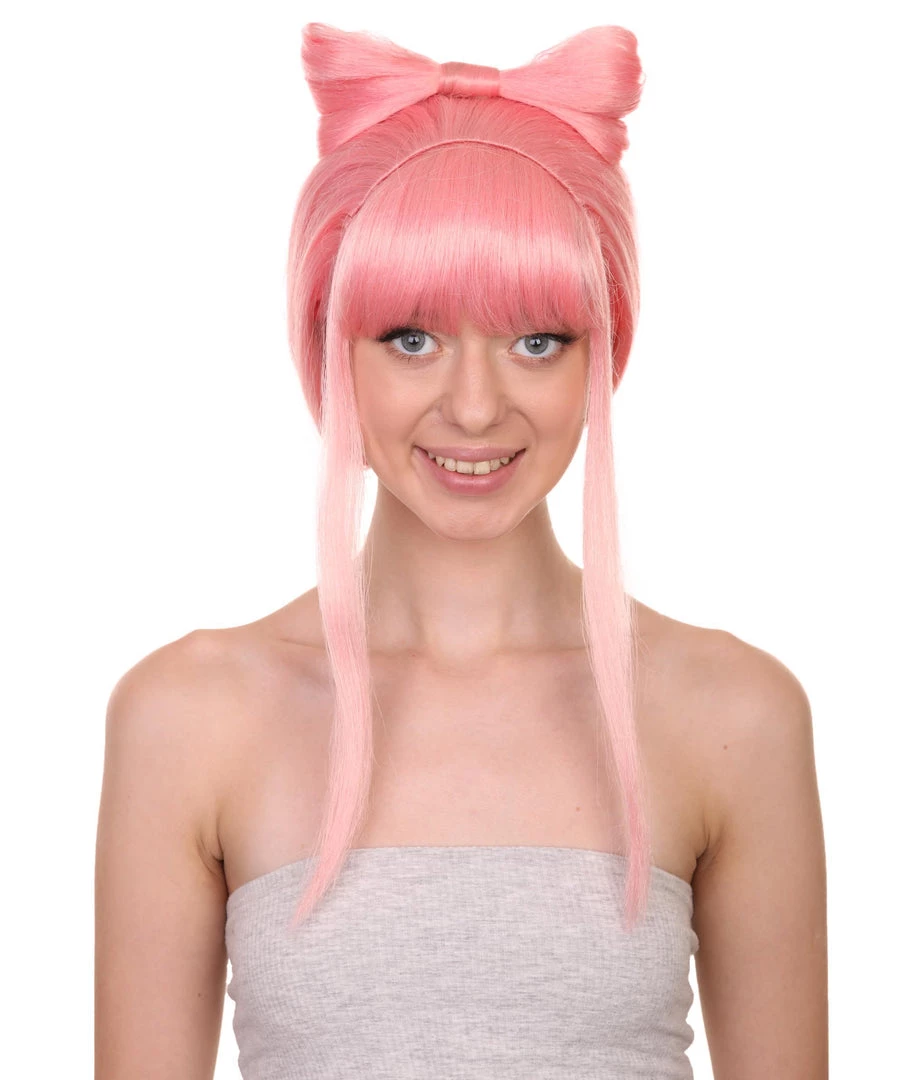 Adult Women's 24" Inch Long Length Halloween Ponytail Bow Rapper Costume Wig, Synthetic Soft Fiber Hair, Capless Cap Ventilation Design For Easy Comfort | HPO 1 Adult Women's 24" Inch Long Length Halloween Ponytail Bow Rapper Costume Wig, Synthetic Soft Fiber Hair, Capless Cap Ventilation Design For Easy Comfort | HPO