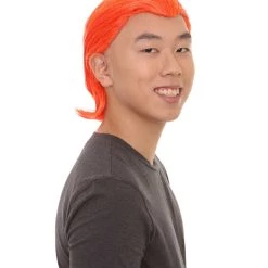 HPO Men's All Back Orange Mens Wig | Cosplay Halloween Wig | Premium Breathable Capless Cap 14 HPO Men's All Back Orange Mens Wig | Cosplay Halloween Wig | Premium Breathable Capless Cap
