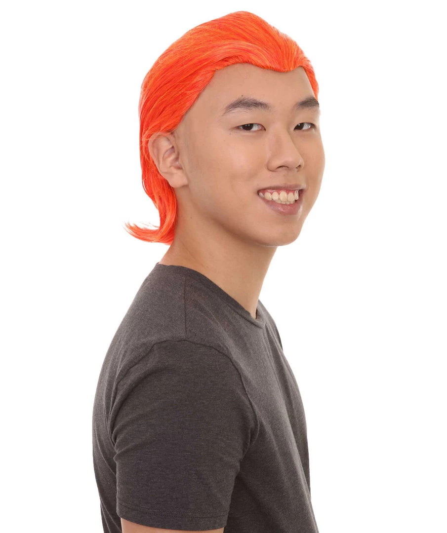 HPO Men's All Back Orange Mens Wig | Cosplay Halloween Wig | Premium Breathable Capless Cap 6 HPO Men's All Back Orange Mens Wig | Cosplay Halloween Wig | Premium Breathable Capless Cap