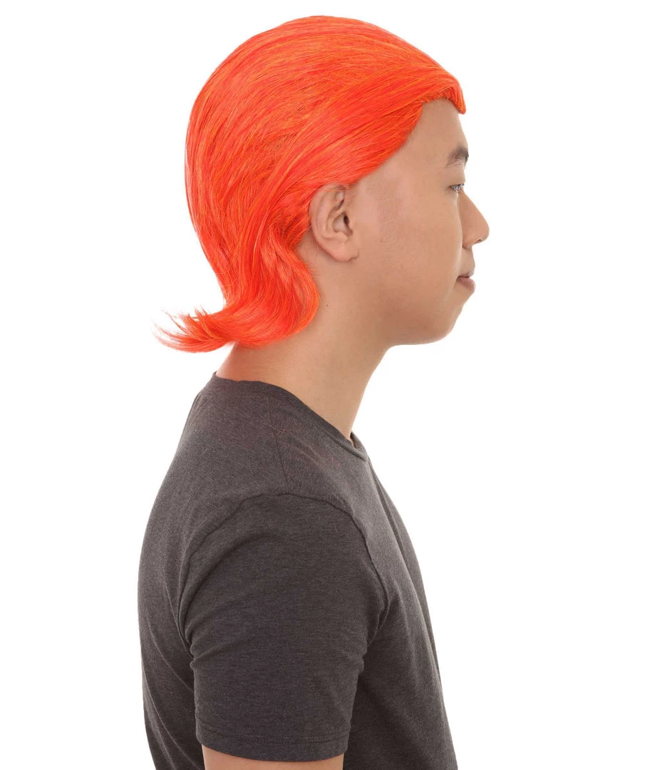 HPO Men's All Back Orange Mens Wig | Cosplay Halloween Wig | Premium Breathable Capless Cap 5 HPO Men's All Back Orange Mens Wig | Cosplay Halloween Wig | Premium Breathable Capless Cap