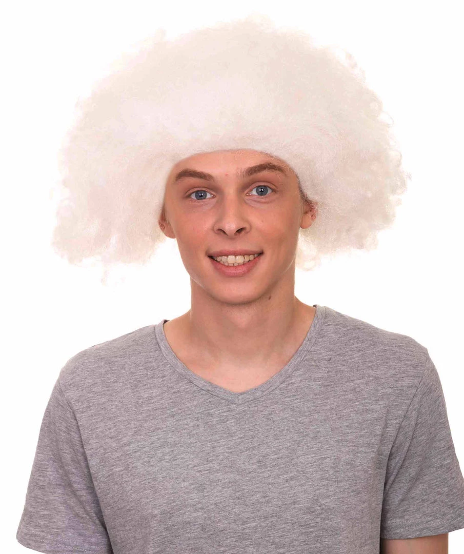 HPO Men's Crazy Professor Mens Wig | White Jumbo Afro Wig | Premium Breathable Capless Cap 2 HPO Men's Crazy Professor Mens Wig | White Jumbo Afro Wig | Premium Breathable Capless Cap