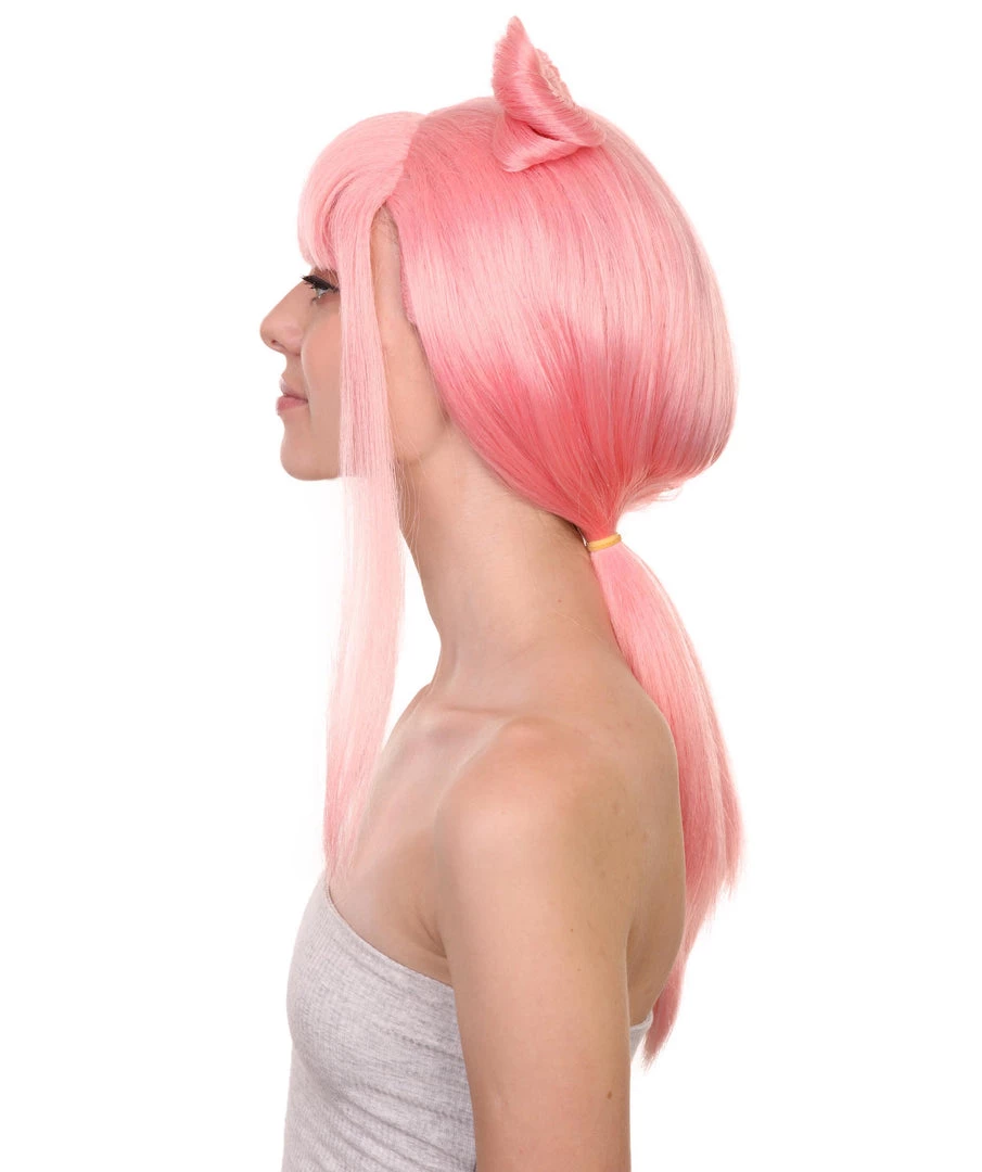Adult Women's 24" Inch Long Length Halloween Ponytail Bow Rapper Costume Wig, Synthetic Soft Fiber Hair, Capless Cap Ventilation Design For Easy Comfort | HPO 3 Adult Women's 24" Inch Long Length Halloween Ponytail Bow Rapper Costume Wig, Synthetic Soft Fiber Hair, Capless Cap Ventilation Design For Easy Comfort | HPO