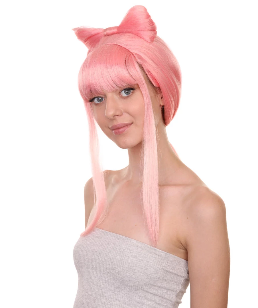 Adult Women's 24" Inch Long Length Halloween Ponytail Bow Rapper Costume Wig, Synthetic Soft Fiber Hair, Capless Cap Ventilation Design For Easy Comfort | HPO 2 Adult Women's 24" Inch Long Length Halloween Ponytail Bow Rapper Costume Wig, Synthetic Soft Fiber Hair, Capless Cap Ventilation Design For Easy Comfort | HPO