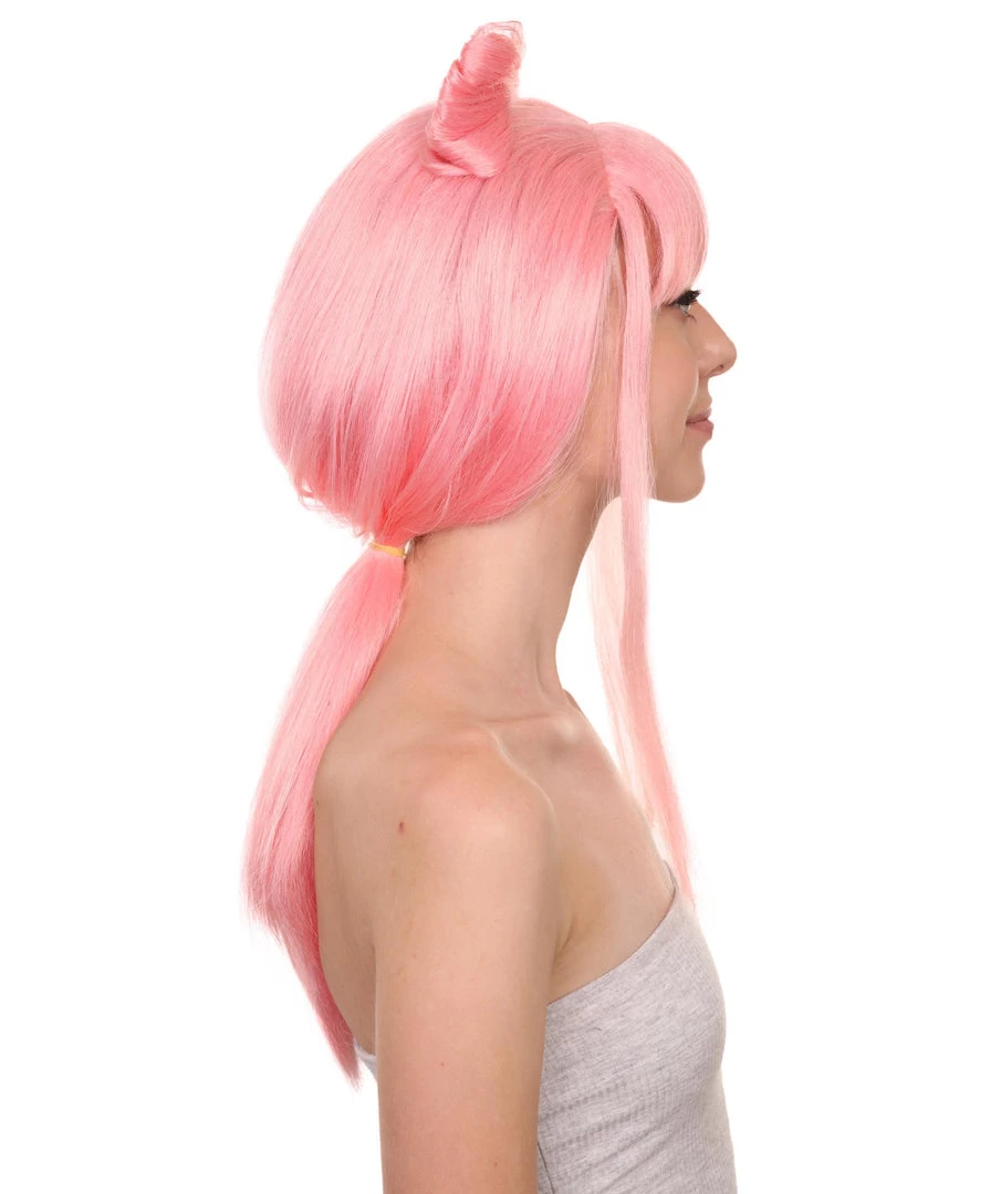 Adult Women's 24" Inch Long Length Halloween Ponytail Bow Rapper Costume Wig, Synthetic Soft Fiber Hair, Capless Cap Ventilation Design For Easy Comfort | HPO 5 Adult Women's 24" Inch Long Length Halloween Ponytail Bow Rapper Costume Wig, Synthetic Soft Fiber Hair, Capless Cap Ventilation Design For Easy Comfort | HPO