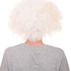 HPO Men's Crazy Professor Mens Wig | White Jumbo Afro Wig | Premium Breathable Capless Cap 13 HPO Men's Crazy Professor Mens Wig | White Jumbo Afro Wig | Premium Breathable Capless Cap