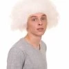 HPO Men's Crazy Professor Mens Wig | White Jumbo Afro Wig | Premium Breathable Capless Cap