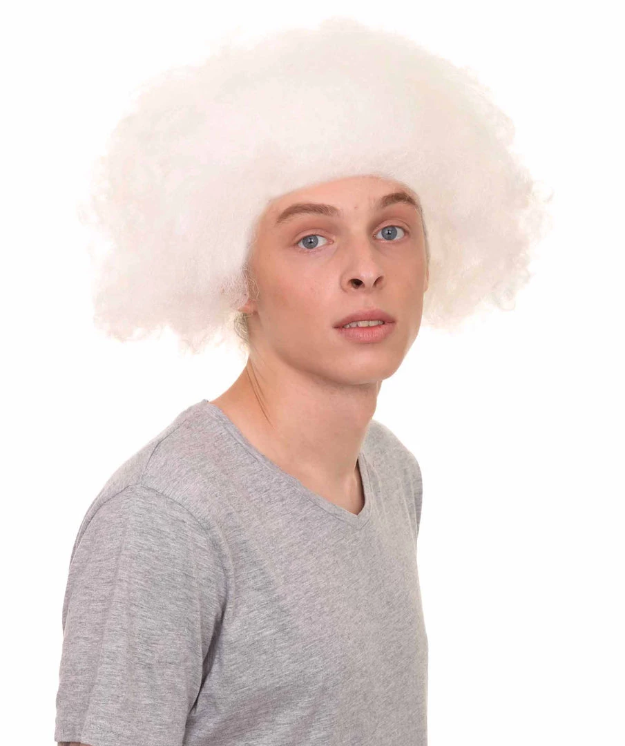 HPO Men's Crazy Professor Mens Wig | White Jumbo Afro Wig | Premium Breathable Capless Cap 1 HPO Men's Crazy Professor Mens Wig | White Jumbo Afro Wig | Premium Breathable Capless Cap