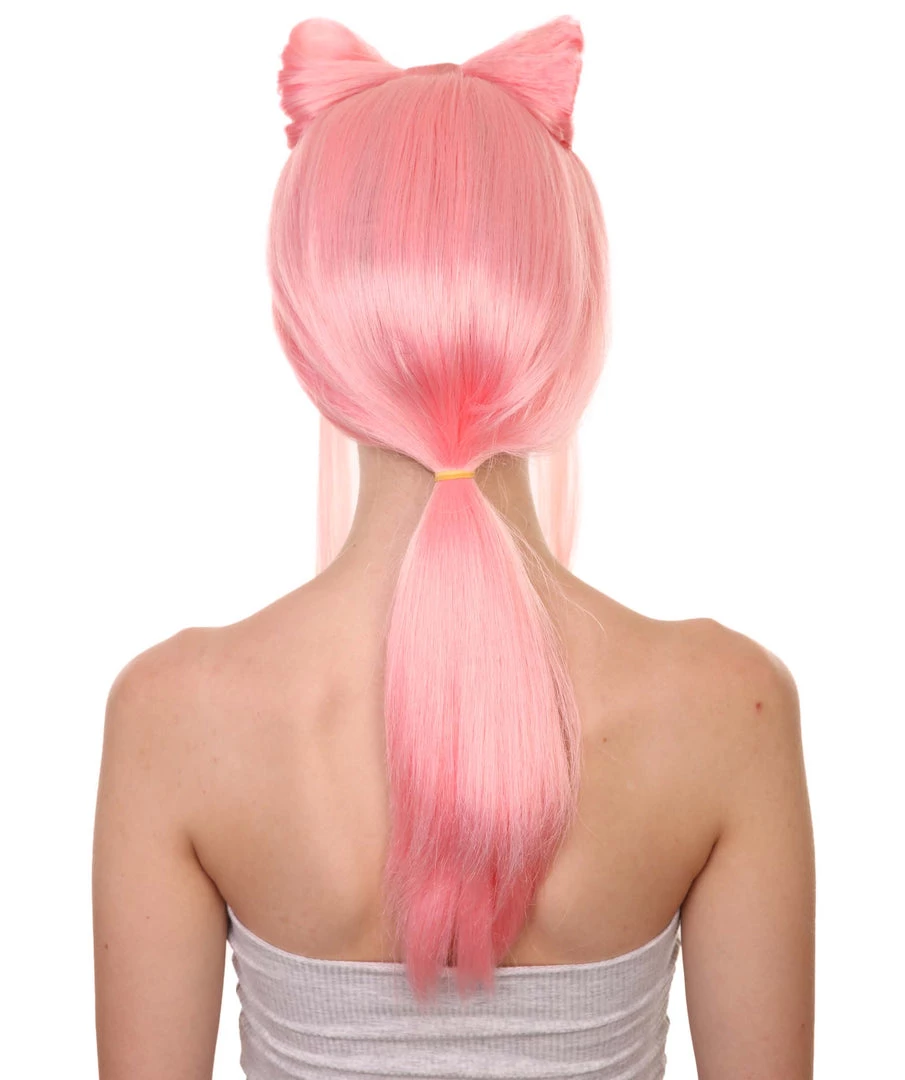 Adult Women's 24" Inch Long Length Halloween Ponytail Bow Rapper Costume Wig, Synthetic Soft Fiber Hair, Capless Cap Ventilation Design For Easy Comfort | HPO 4 Adult Women's 24" Inch Long Length Halloween Ponytail Bow Rapper Costume Wig, Synthetic Soft Fiber Hair, Capless Cap Ventilation Design For Easy Comfort | HPO