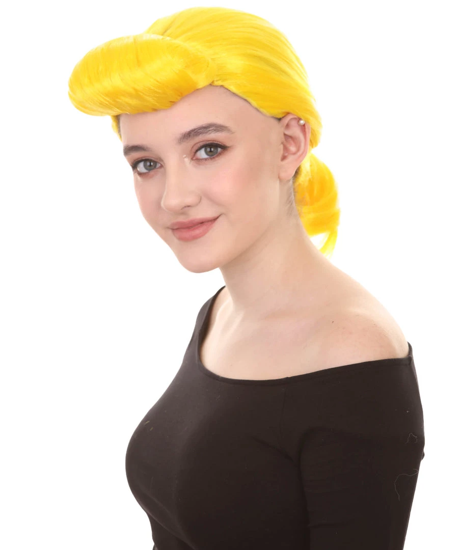 HPO Women's Animation Style Wig | Yellow Wigs | Premium Breathable Capless Cap 2 HPO Women's Animation Style Wig | Yellow Wigs | Premium Breathable Capless Cap