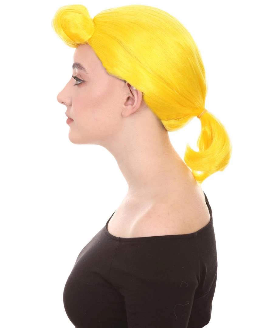HPO Women's Animation Style Wig | Yellow Wigs | Premium Breathable Capless Cap 3 HPO Women's Animation Style Wig | Yellow Wigs | Premium Breathable Capless Cap