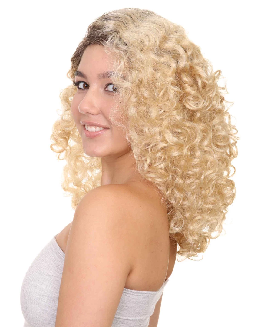 HPO Women's Latina Diva Womens Wig | Long Curly Blond Fancy Halloween Wig | Premium Breathable Capless Cap 3 HPO Women's Latina Diva Womens Wig | Long Curly Blond Fancy Halloween Wig | Premium Breathable Capless Cap