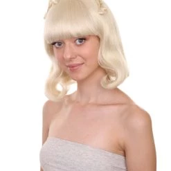 Adult Women's 11" Inch Medium Length Straight Halloween Princess Pop Star Wig, Synthetic Soft Fiber Hair, Perfect For Your Next Conventiton And Group Cosplay Party! | HPO