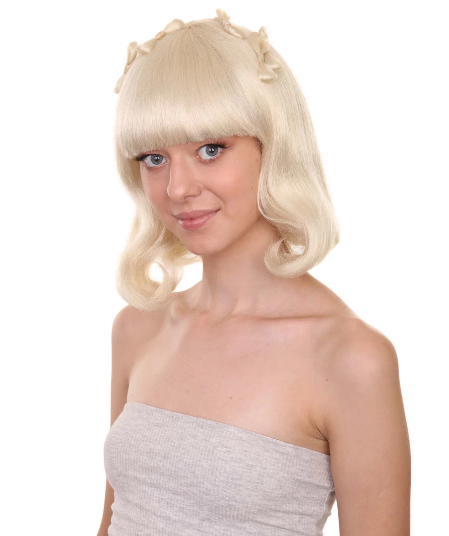 Adult Women's 11" Inch Medium Length Straight Halloween Princess Pop Star Wig, Synthetic Soft Fiber Hair, Perfect For Your Next Conventiton And Group Cosplay Party! | HPO 2 Adult Women's 11" Inch Medium Length Straight Halloween Princess Pop Star Wig, Synthetic Soft Fiber Hair, Perfect For Your Next Conventiton And Group Cosplay Party! | HPO