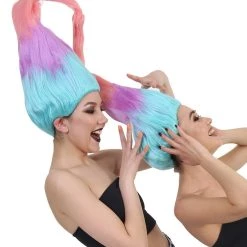 HPO Twin Troll Wig Set | 2 Detachable Rainbow Troll Wigs | Premium Breathable Halloween Wigs For 2 15 HPO Twin Troll Wig Set | 2 Detachable Rainbow Troll Wigs | Premium Breathable Halloween Wigs For 2