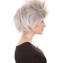 HPO Men's 80S Adult Women Rock Style Wig | Grey Cosplay Halloween Wig | Premium Breathable Capless Cap
