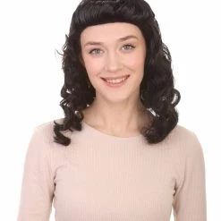 HPO Women's 40's Pin Up Girl Womens Wig | Black Vintage Wig | Premium Breathable Capless Cap