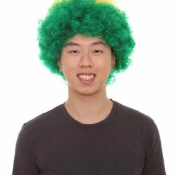 FLAGWIGS Brazil Sport Afro Fun Wig | Jumbo Super Size Green Yellow Blue Wig SALE