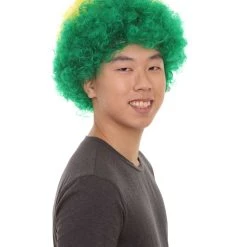 FLAGWIGS Brazil Sport Afro Fun Wig | Jumbo Super Size Green Yellow Blue Wig SALE