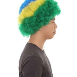 FLAGWIGS Brazil Sport Afro Fun Wig | Jumbo Super Size Green Yellow Blue Wig SALE