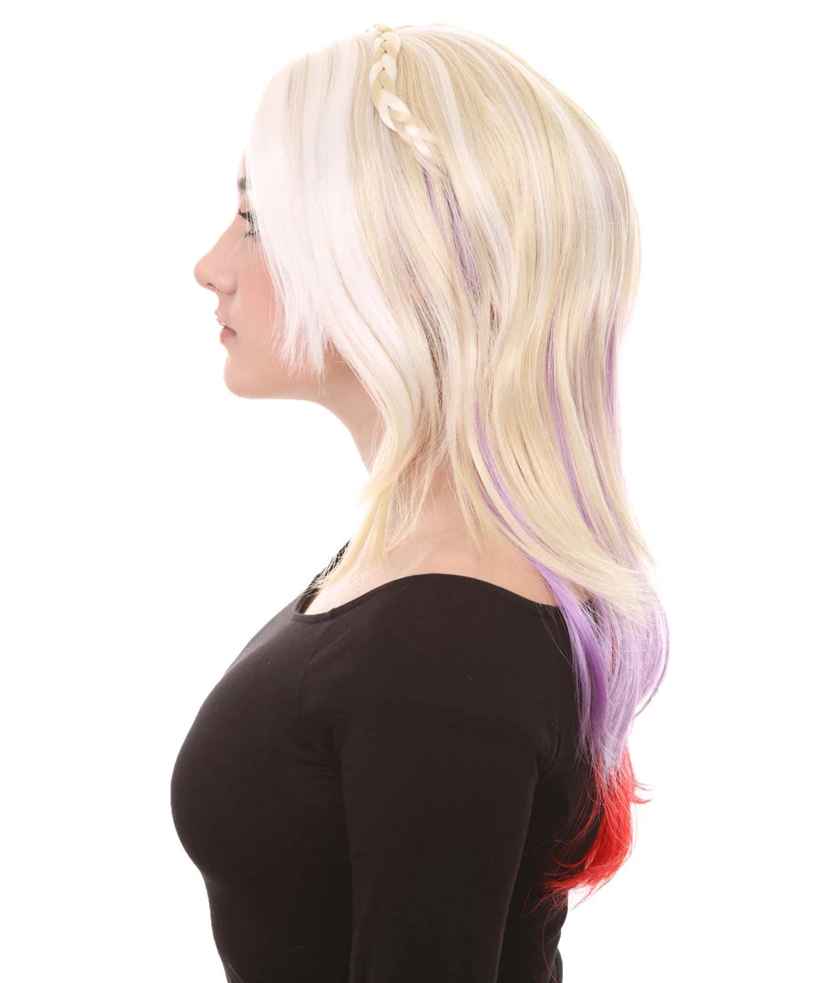 HPO Mixed Color Braided Womens Wig | Fancy Party Event Ready Halloween Wig | Premium Breathable Capless Cap Women's 3 HPO Mixed Color Braided Womens Wig | Fancy Party Event Ready Halloween Wig | Premium Breathable Capless Cap Women's