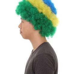 FLAGWIGS Brazil Sport Afro Fun Wig | Jumbo Super Size Green Yellow Blue Wig SALE