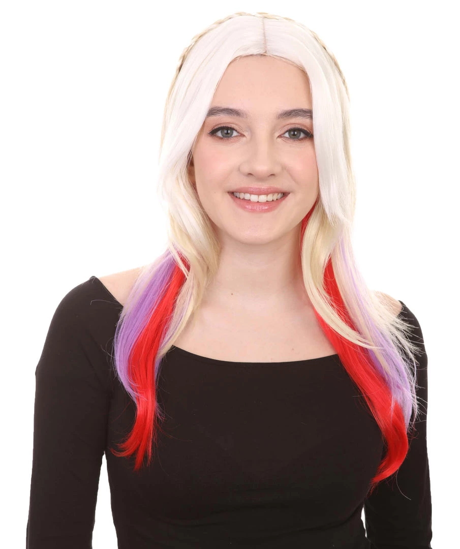 HPO Mixed Color Braided Womens Wig | Fancy Party Event Ready Halloween Wig | Premium Breathable Capless Cap Women's 1 HPO Mixed Color Braided Womens Wig | Fancy Party Event Ready Halloween Wig | Premium Breathable Capless Cap Women's