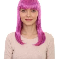 HPO Long Purple Bob Womens Wig | Fancy Party Event Ready Halloween Wig | Premium Breathable Capless Cap Women's
