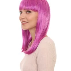 HPO Long Purple Bob Womens Wig | Fancy Party Event Ready Halloween Wig | Premium Breathable Capless Cap Women's
