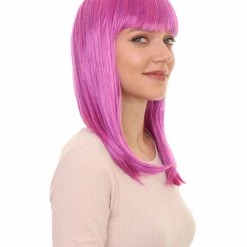 HPO Long Purple Bob Womens Wig | Fancy Party Event Ready Halloween Wig | Premium Breathable Capless Cap Women's