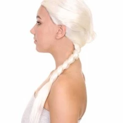 HPO Women's Womens Princess Wig | Traditional Braided White Royal Wig | Premium Breathable Capless Cap