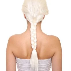 HPO Women's Womens Princess Wig | Traditional Braided White Royal Wig | Premium Breathable Capless Cap