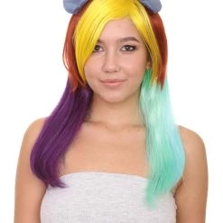 HPO Rainbow Unicorn Womens Wig | Colorful Party Ready Fancy Cosplay Halloween Wig | Premium Breathable Capless Cap Women's
