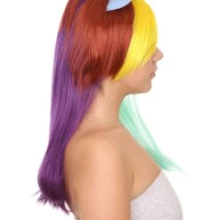HPO Rainbow Unicorn Womens Wig | Colorful Party Ready Fancy Cosplay Halloween Wig | Premium Breathable Capless Cap Women's