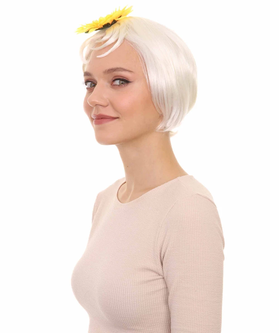 HPO Women's White Short Wig With Hair Clip Set | TV/Movie Wigs | Premium Breathable Capless Cap 2 HPO Women's White Short Wig With Hair Clip Set | TV/Movie Wigs | Premium Breathable Capless Cap