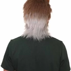 HPO Furry Fox Collection | Men's White And Brown Straight Furry Fox Cosplay Wig | Premium Breathable Capless Cap