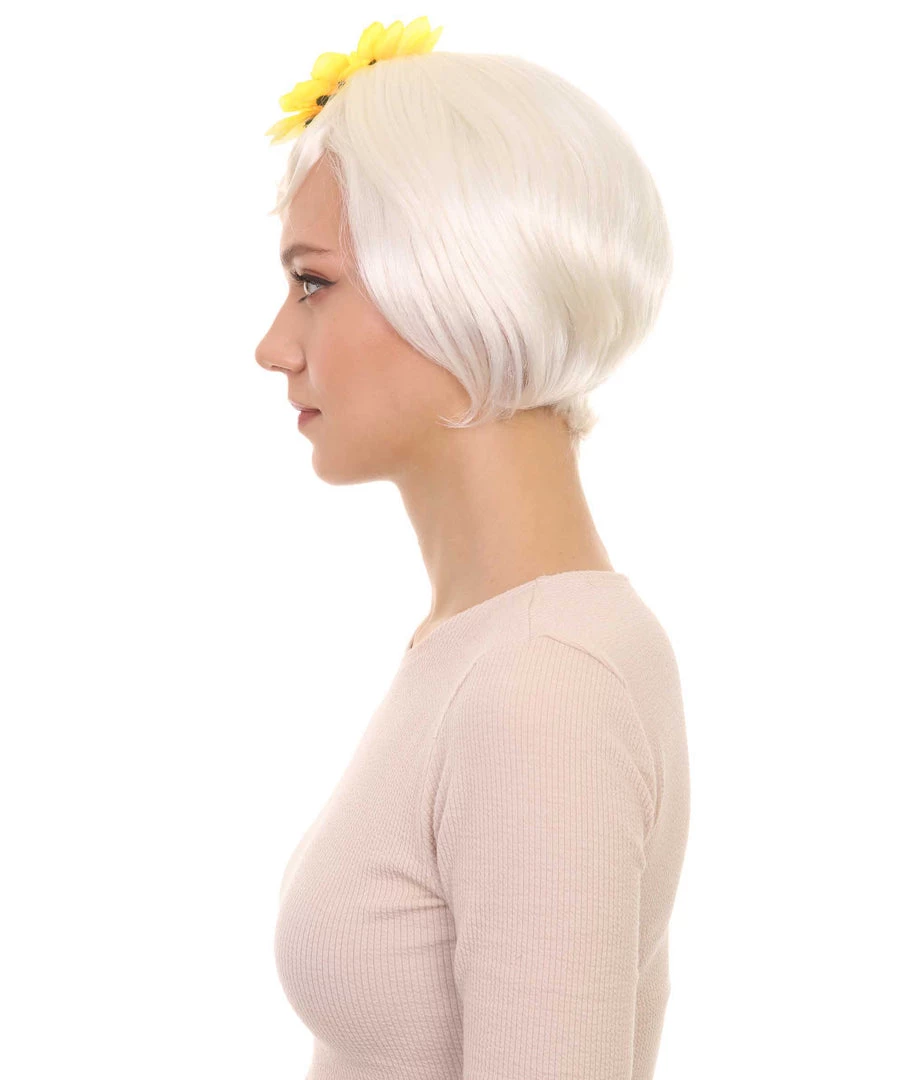 HPO Women's White Short Wig With Hair Clip Set | TV/Movie Wigs | Premium Breathable Capless Cap 3 HPO Women's White Short Wig With Hair Clip Set | TV/Movie Wigs | Premium Breathable Capless Cap