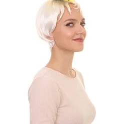 HPO Women's White Short Wig With Hair Clip Set | TV/Movie Wigs | Premium Breathable Capless Cap 14 HPO Women's White Short Wig With Hair Clip Set | TV/Movie Wigs | Premium Breathable Capless Cap