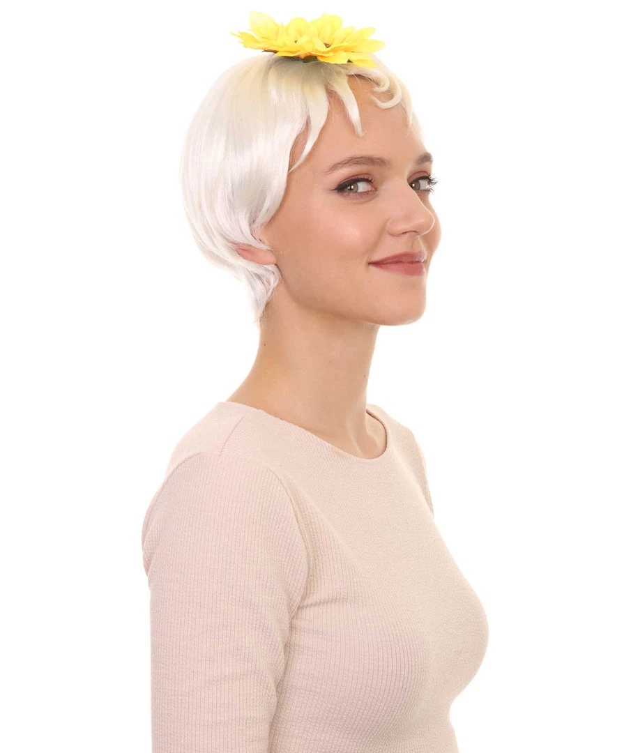 HPO Women's White Short Wig With Hair Clip Set | TV/Movie Wigs | Premium Breathable Capless Cap 6 HPO Women's White Short Wig With Hair Clip Set | TV/Movie Wigs | Premium Breathable Capless Cap