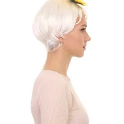HPO Women's White Short Wig With Hair Clip Set | TV/Movie Wigs | Premium Breathable Capless Cap 13 HPO Women's White Short Wig With Hair Clip Set | TV/Movie Wigs | Premium Breathable Capless Cap