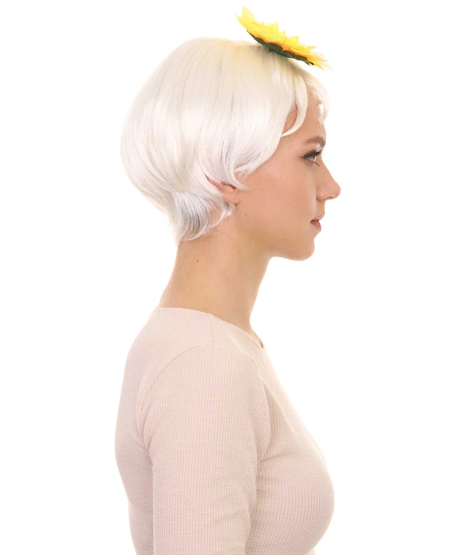 HPO Women's White Short Wig With Hair Clip Set | TV/Movie Wigs | Premium Breathable Capless Cap 5 HPO Women's White Short Wig With Hair Clip Set | TV/Movie Wigs | Premium Breathable Capless Cap