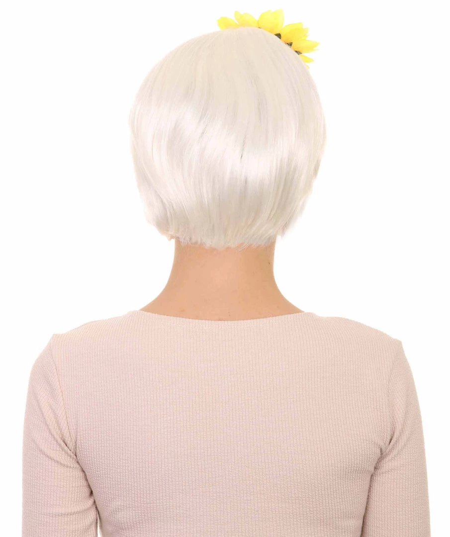 HPO Women's White Short Wig With Hair Clip Set | TV/Movie Wigs | Premium Breathable Capless Cap 4 HPO Women's White Short Wig With Hair Clip Set | TV/Movie Wigs | Premium Breathable Capless Cap