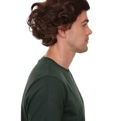 HPO Curly Brown Mens Wig | Cosplay Halloween Wig | Premium Breathable Capless Cap Men's 13 HPO Curly Brown Mens Wig | Cosplay Halloween Wig | Premium Breathable Capless Cap Men's