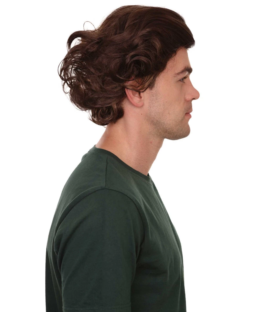 HPO Curly Brown Mens Wig | Cosplay Halloween Wig | Premium Breathable Capless Cap Men's 5 HPO Curly Brown Mens Wig | Cosplay Halloween Wig | Premium Breathable Capless Cap Men's