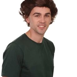 HPO Curly Brown Mens Wig | Cosplay Halloween Wig | Premium Breathable Capless Cap Men's 14 HPO Curly Brown Mens Wig | Cosplay Halloween Wig | Premium Breathable Capless Cap Men's