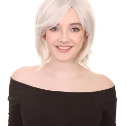 HPO Short Grey Women's Wig | Bob Cosplay Halloween Wig | Premium Breathable Capless Cap