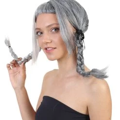 HPO Men's Singer Womens Ponytail Wig | White & Grey Celebrity Wig | Premium Breathable Capless Cap