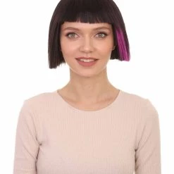 HPO Super Model Black & Purple Bob Womens Wig | Bob Party Ready Fancy Cosplay Halloween Wig | Premium Breathable Capless Cap Women's