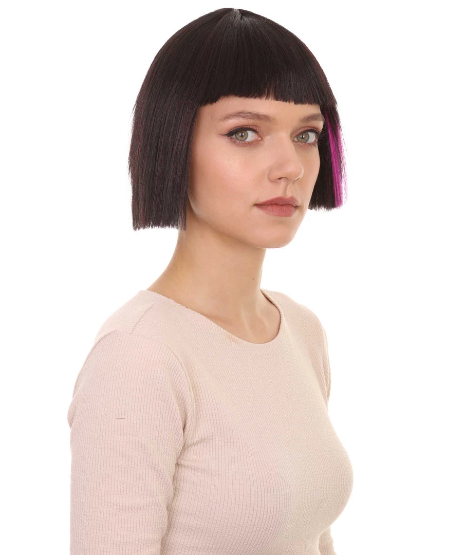HPO Super Model Black & Purple Bob Womens Wig | Bob Party Ready Fancy Cosplay Halloween Wig | Premium Breathable Capless Cap Women's 6 HPO Super Model Black & Purple Bob Womens Wig | Bob Party Ready Fancy Cosplay Halloween Wig | Premium Breathable Capless Cap Women's