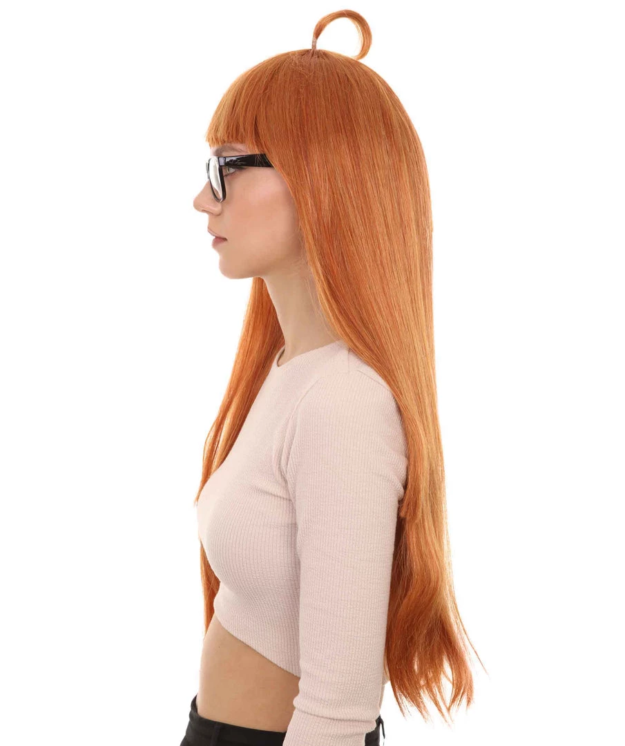 HPO Women's Womens Brown Long Straight Wig With Glasses | Video Game Wigs | Premium Breathable Capless Cap 3 HPO Women's Womens Brown Long Straight Wig With Glasses | Video Game Wigs | Premium Breathable Capless Cap
